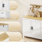 Kitchen Cabinet with 3 Drawers and 2 Soft-Close Doors, Adjustable Shelves, 120x38x76 cm, White