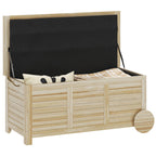 Outdoor Trunk 185L with 2 Wheels with Inner Tarpaulin and Lid, in Fir Wood, 110x50x50 cm, Wood Color
