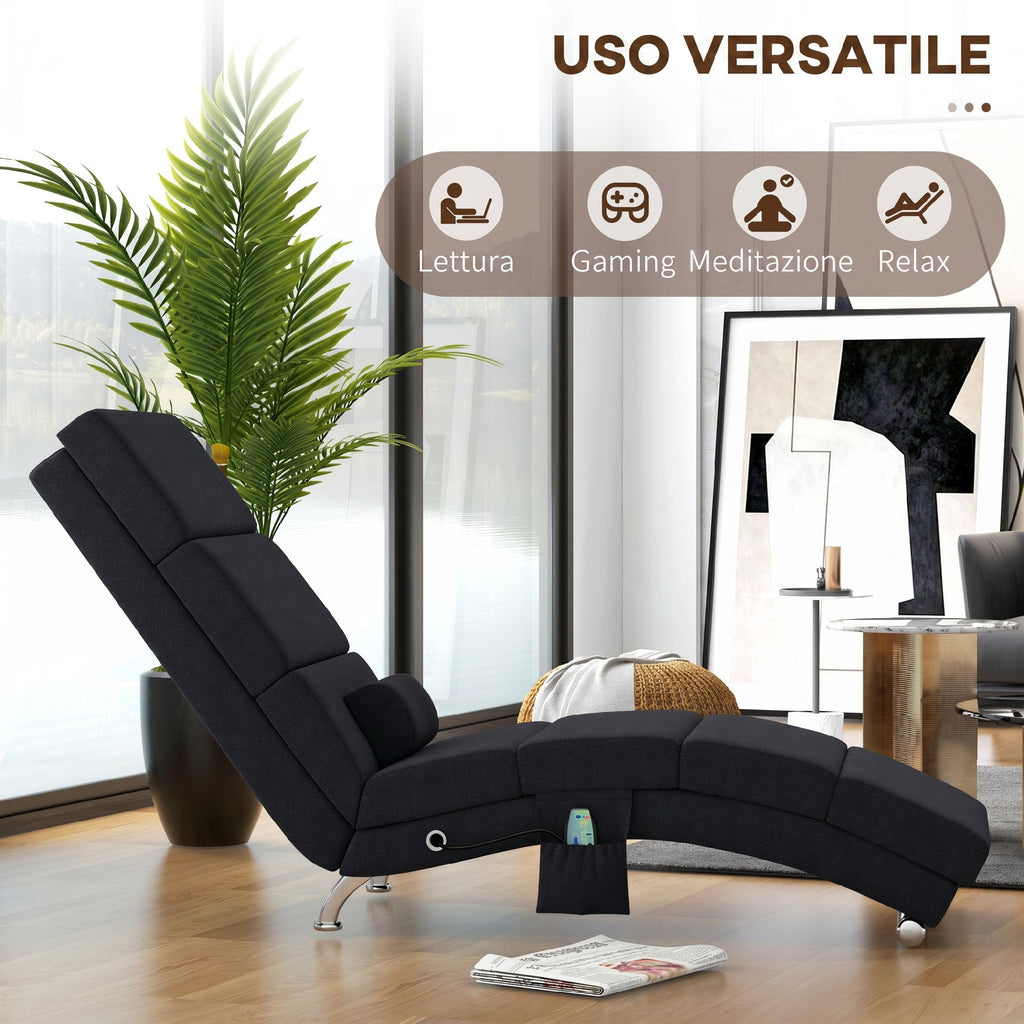HOMCOM Massage Chair with 8 Vibration Points and Heating, 5 Modes, Timer and Remote Control, Black