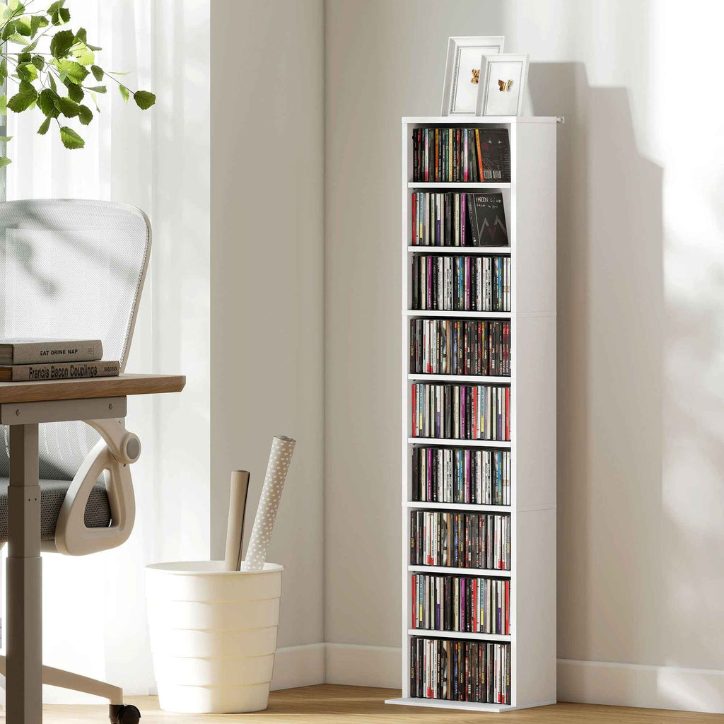 Cd Closed Rack HOMCOM CD Rack with 6 Adjustable Shelves, 260 CDs/120 DVDs Capacity ...