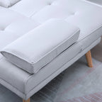 3 Seater Scandinavian Style Reclining Sofa Bed with Drop-Leaf Table, 181x77x88 cm, Grey