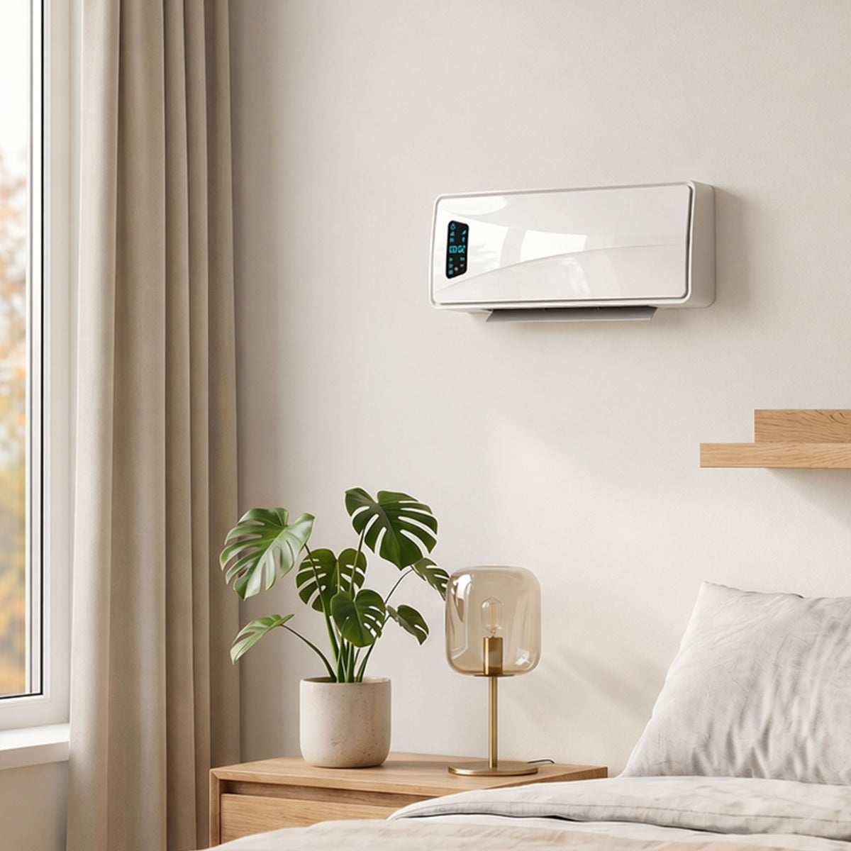 HOMCOM 2000W Wall-Mounted Ceramic Heater with 3 Modes, Adjustable Temperature, Timer, Remote Control, White