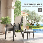Outsunny Set of 4 Stackable Garden Chairs with Curved Armrests, Steel and Breathable Fabric, 54x71x93 cm, Beige