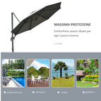 Outsunny Garden umbrella crank and 8 sticks with adjustable angle, Ø2.95x2.5 m, gray - Borgè