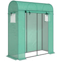 Outsunny Garden Greenhouse with PE Lining, Roll-Up Door and Mesh Windows, 170x68x200 cm, Green