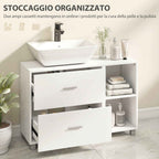 HOMCOM Bathroom Vanity Unit with 2 Drawers and Open Shelves, Wooden, 90x30x60 cm, White