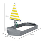 Outsunny Boat-shaped Sandbox for Children 3-8 Years, in Fir Wood and Polyester, 190x90x138 cm - Borgè