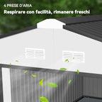 Outsunny 3.4x3.8x2 m Steel Garden Shed with Double Sliding Door and Pitched Roof, Silver