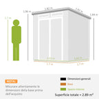 Garden Shed with 2 Entrances, 3 Windows and Air Vents, in PP and Aluminum, 182x182x196 cm, Dark Grey