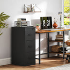 Minimal 3-Drawer Document Cabinet with Adjustable Bar, Steel, 36.5x46.2x99 cm, Black