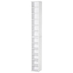 Set of 2 Bookcases CD and DVD Storage Shelf with 12 Shelves for 204 CDs, Wooden, 21x22.5x88.5 cm, White