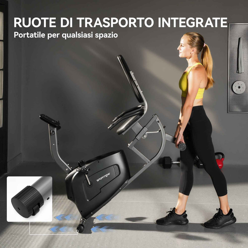 SPORTNOW Recumbent Home Exercise Bike with 8 Levels of Magnetic Resistance, Heart Rate Measurement, Adjustable Seat
