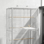 PawHut Bird Cage with Removable Tray and Perches, Parrot Aviary, 61x36.5x98 cm, White