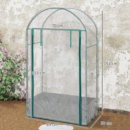 Wall-Mounted Greenhouse with Plant Bag and Roll-Up Entrance, Steel and Plastic, 89x50x152 cm, Transparent