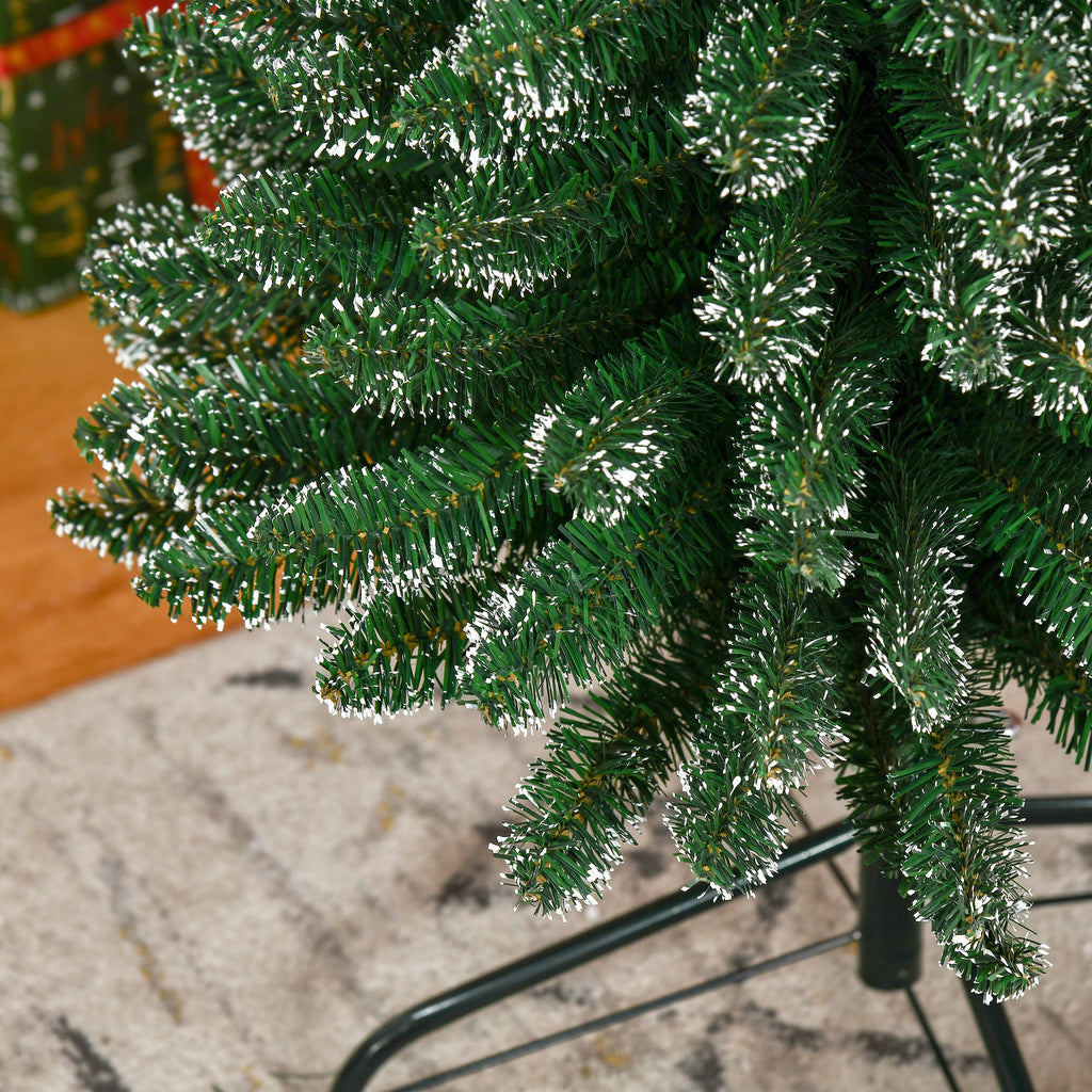HOMCOM Slim Snowy Christmas Tree with 624 Branches, Removable and Foldable Base, Ø56x225cm, Green