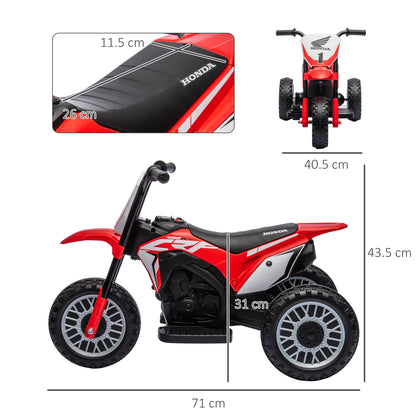 Electric Motorcycle for Children with License Honda CRF450RL 3 Wheels, Age 18-36 Months, Red