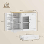 HOMCOM Modern Sideboard with Storage Space, Buffet Cabinet with Drawer, Adjustable Shelves, Small Kitchen Pantry with Door Shelves, White