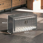 HOMCOM 96L Aluminum Tool Box with Lock, 2 Keys and Side Handle, 76.2x35.5x40.6 cm, Silver