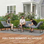 Outsunny 4-Piece Garden Set with Sofa, 2 Armchairs and Coffee Table, in Steel, Polyester and PP Cotton, Black and Grey
