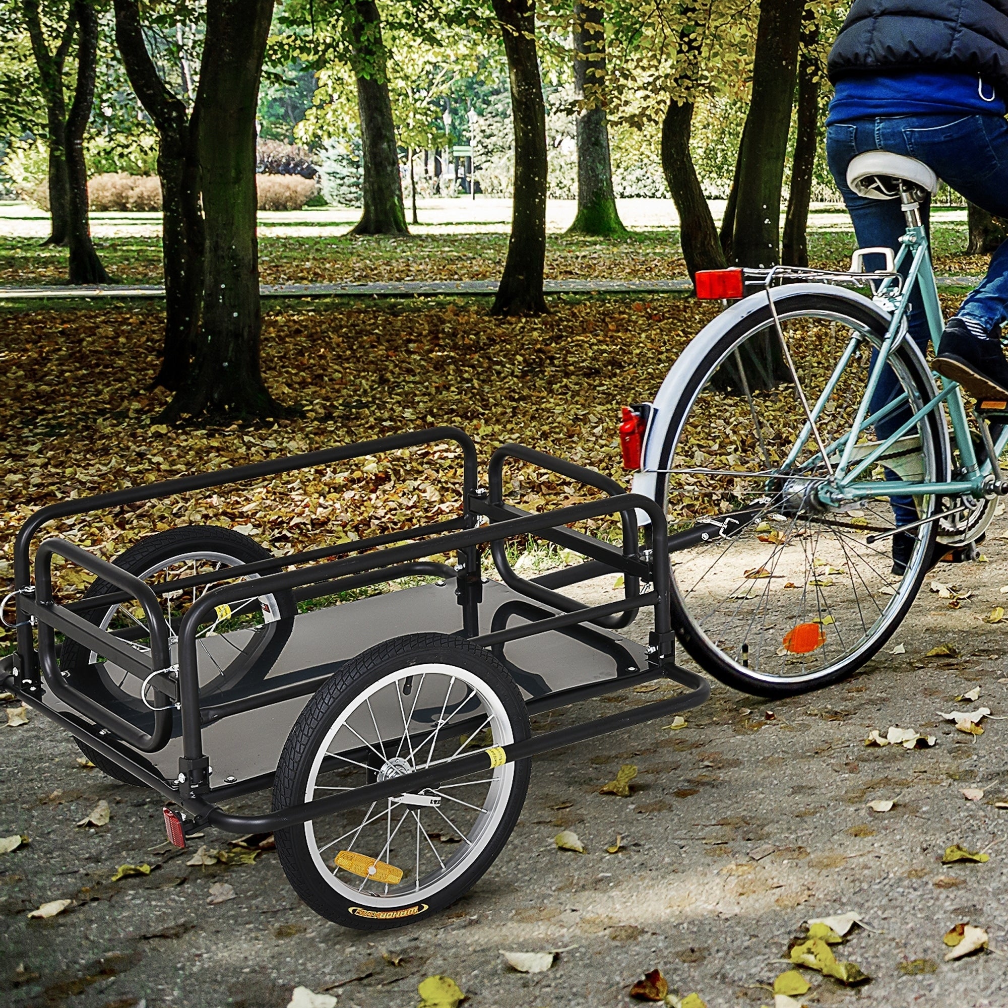 Bike Trailer with Folding Walls, Hook and 4 Reflectors, Steel and PE, 139x71.5x49 cm, Black