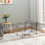 Modular Rabbit and Guinea Pig Playpen with Assembly Accessories, 105x70x35cm - Black