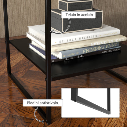 Industrial Style 2 Tier Steel Coffee Table, 40x40x45cm, Black