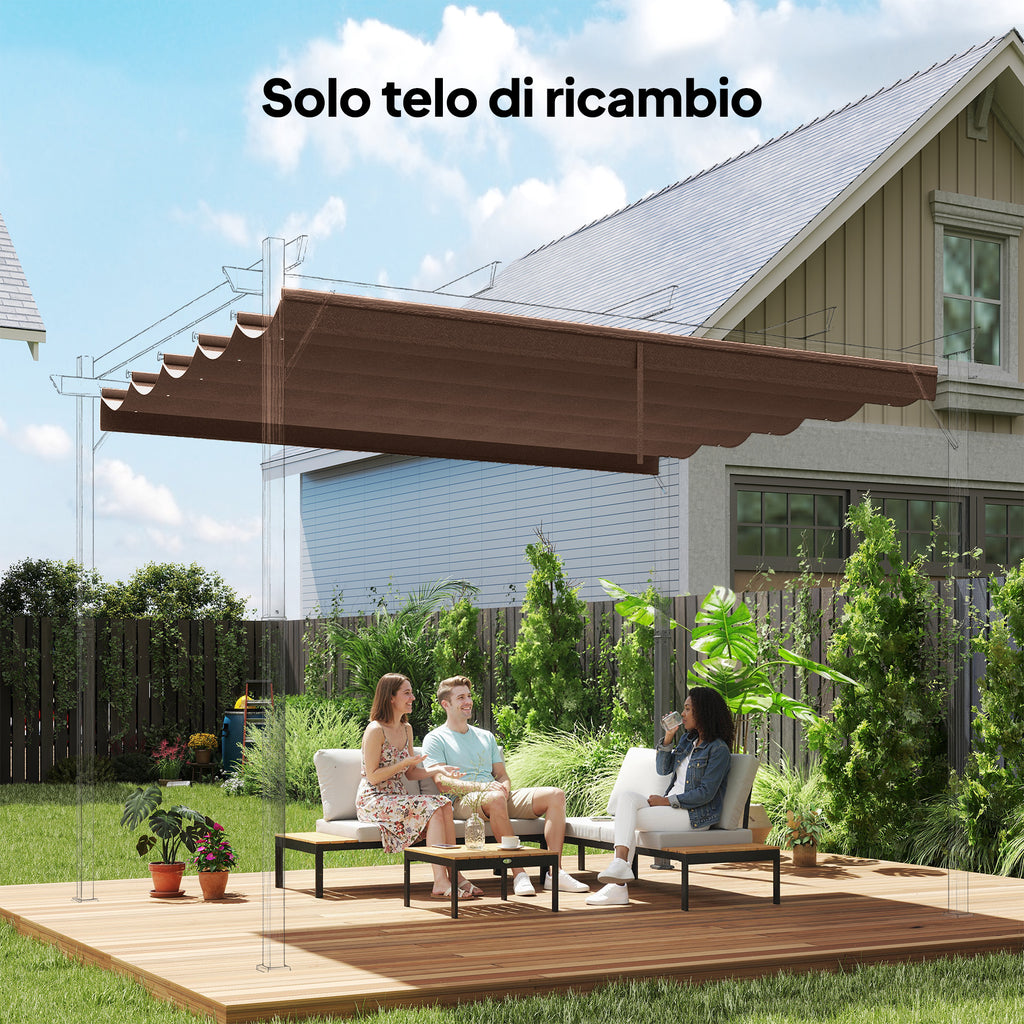 Outsunny Gazebo Pergola Roof with 10 Drainage Holes in Polyester, 250x255cm, for 3x3m Pergola, Coffee