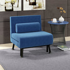Armchair Bed with Adjustable Backrest in 5 Positions, in Linen Effect Fabric and Steel, 75x70x75 cm, Dark Blue