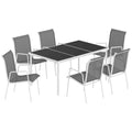 Outsunny 7-Piece Garden Set: Rectangular Table and 6 Stackable Chairs