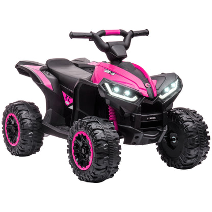 Electric Quad for Children 12V, 2 Speeds, Wide Wheels with Suspension and LED Headlights, Age 3-5 Years, Pink