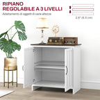Modern 2-Door Kitchen Sideboard with Adjustable Wooden Shelf, 80x39.7x80cm, White