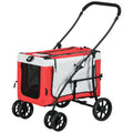 PAWHUT Small and mini -size dog stroller with 2 leashes and storage case, 81x58x97.5 cm - Borgè