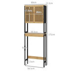HOMCOM Cabinet Above Toilet with Cabinet 2 Slatted Doors and Open Shelf, 60x21.5x172cm, Wood Color - Borgè