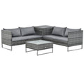 4 -piece garden outsunny set with 2 2 seater sofas, coffee table and high table, in steel and rattan - Borgè