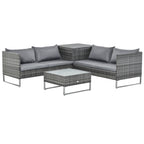 4 -piece garden outsunny set with 2 2 seater sofas, coffee table and high table, in steel and rattan - Borgè