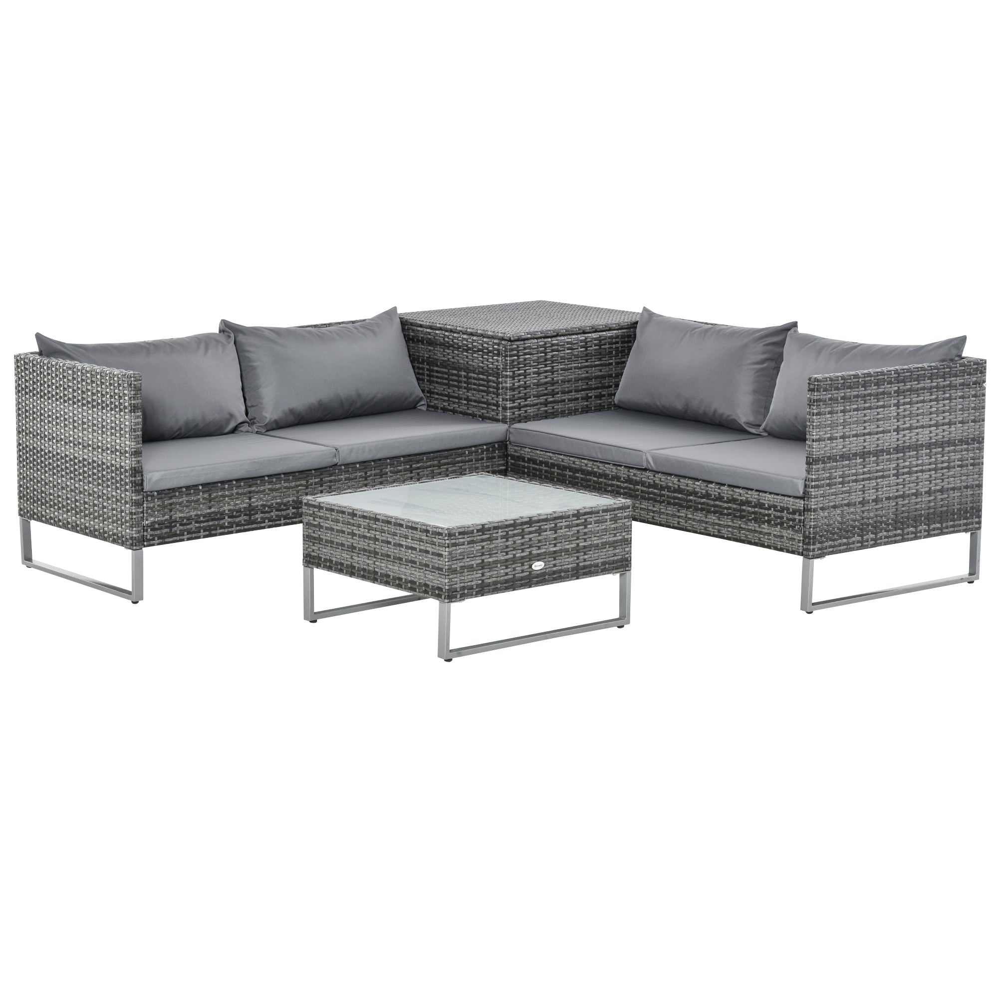 4 -piece garden outsunny set with 2 2 seater sofas, coffee table and high table, in steel and rattan - Borgè