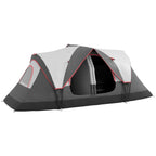 6 Person Camping Tent with 2 Separate Rooms, Polyester and Fiberglass, 450x215x180 cm, Grey