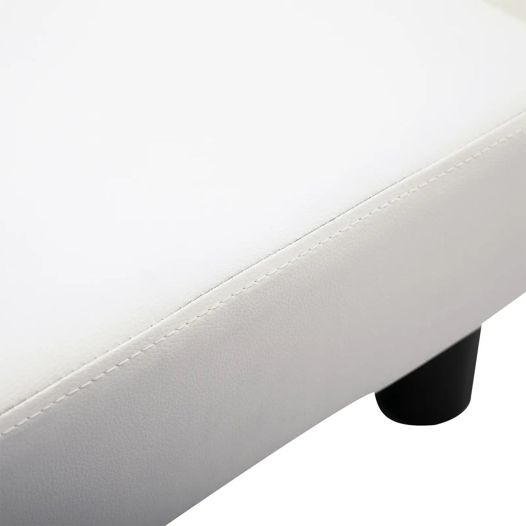 Rectangular Footstool Padded and Covered in White Faux Leather, for Living Room and Entrance, 40x30x24 cm