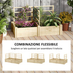 Garden Bed with 3 Trellis and 2 Fir Wood Planters with Open Bottom, 119x62.5x64 cm, Wood Color
