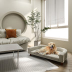 Large Dog Sofa with Removable Cushion, Polyester and Wood, 98x67x25 cm, Grey
