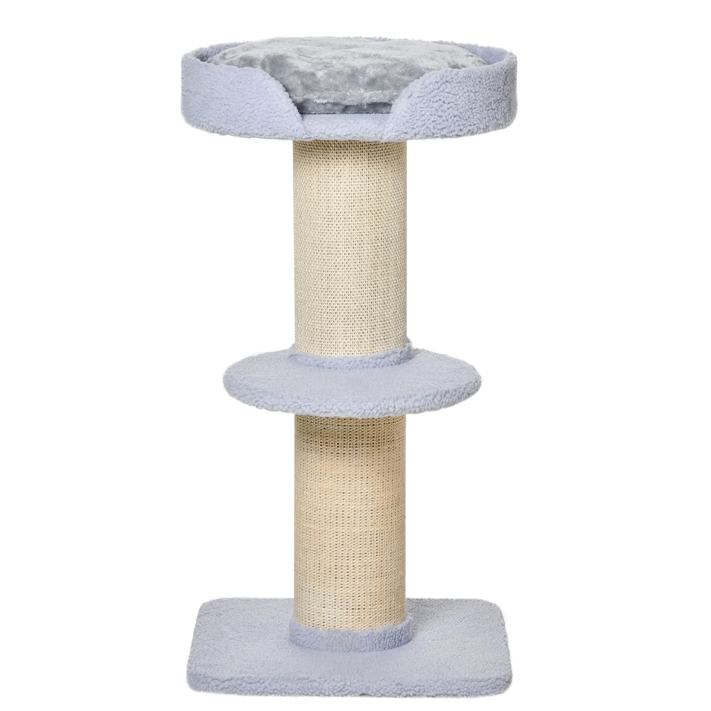Cat Scratching Post with Bed, Plush Cover and Sisal Pole, 45x45x91cm, Blue - Borge' Group Limited