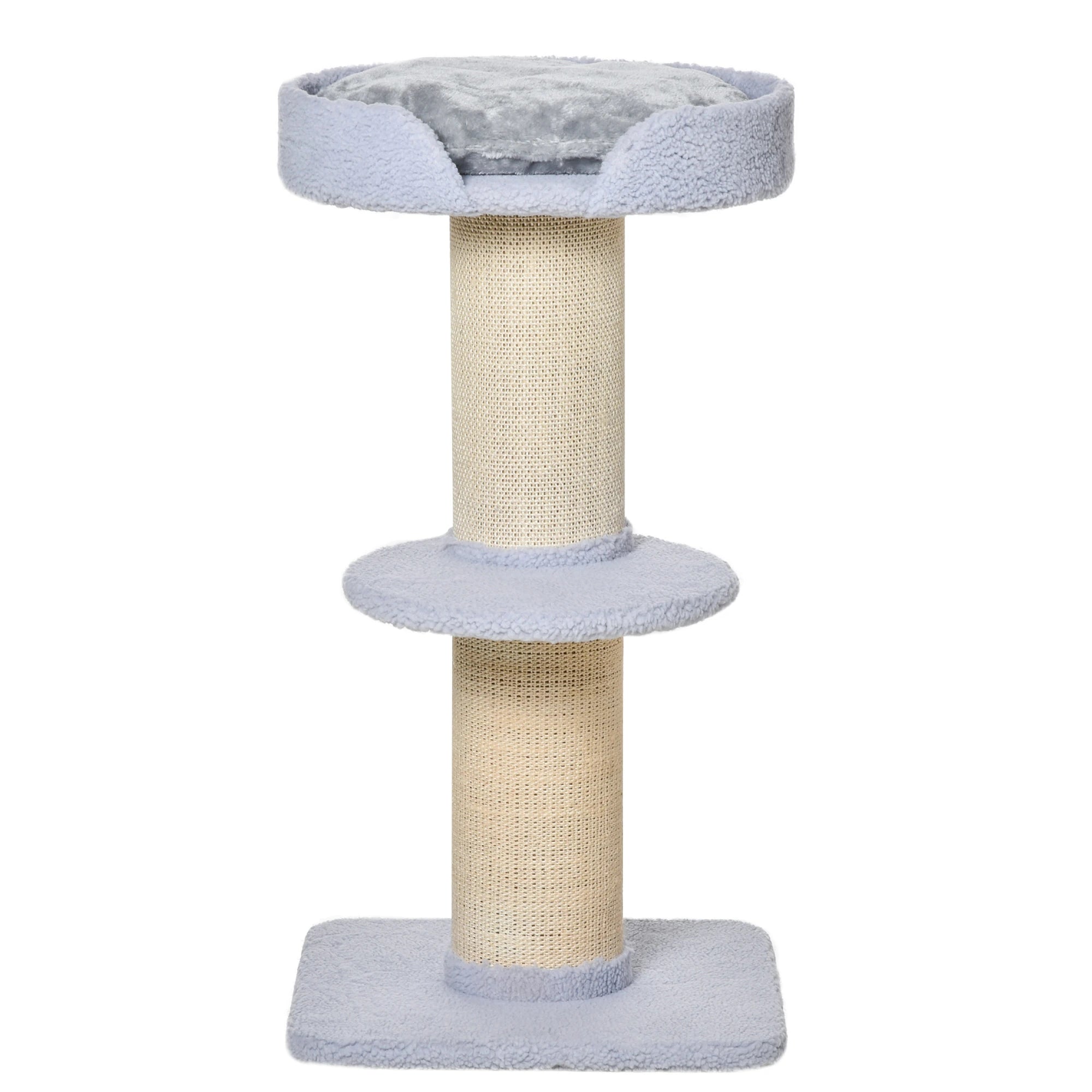 Cat Scratching Post with Bed, Plush Cover and Sisal Pole, 45x45x91cm, Blue - Borge' Group Limited