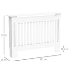 Slatted MDF Radiator Cover for Home and Office, 112x19x81 cm, White