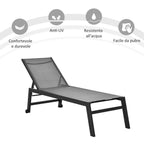 Outsunny Aluminum Sun Lounger Garden Lounger Gray and Black