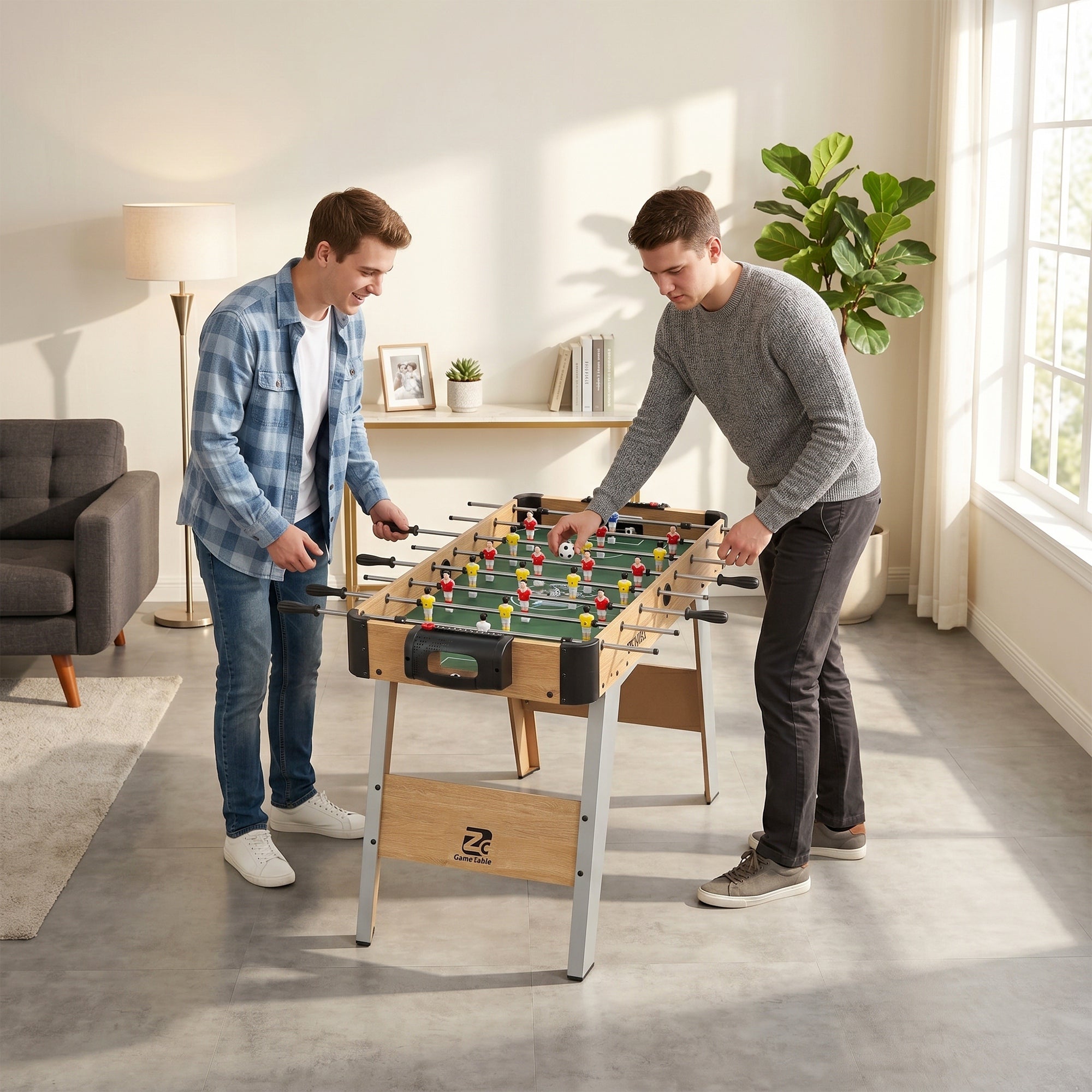 SPORTNOW Table Football with 22 Players, Balls and Manual Scoreboard, Oak and Yellow
