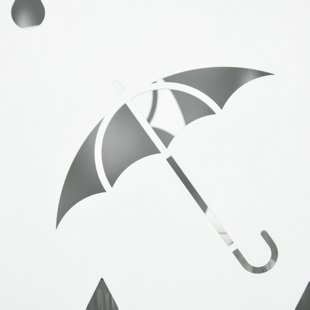 Metal Umbrella Stand with 4 Hooks and Drip Tray, 15.5x15. 5x41cm, White