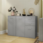 Modern Sideboard with 3 Cabinets and 2 Drawers, Wooden, 106x35x76 cm, Light Grey