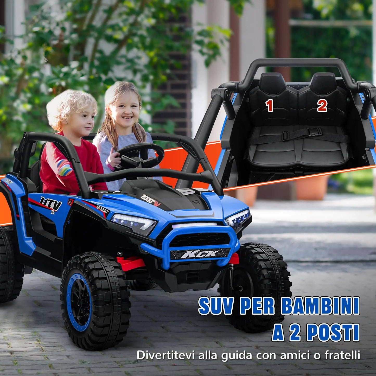 Electric Car for Children 3-8 Years 24V with Manual Guide and Remote Control, Speed 5-7km/h, Blue