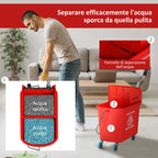 HOMCOM Cleaning Trolley Floor Mop with Wringer 60x27x70.5cm Red