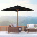 Outsunny 3m Garden Umbrella with Wooden Pole, 8 Ribs and Polyester Sunshade, Black